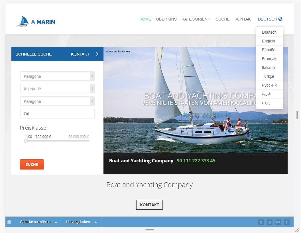 Website der Boots- und Yachthersteller de home 4