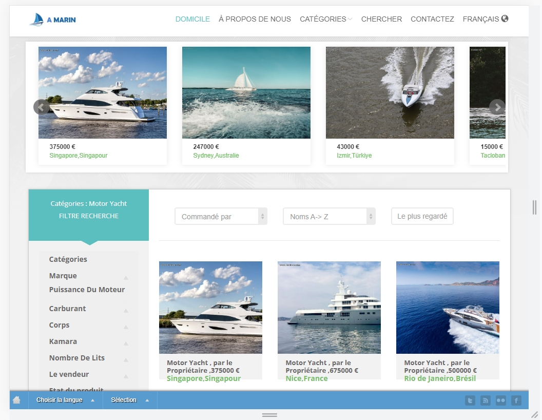 Site Web des fabricants de bateaux et de yachts fr categories